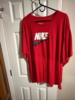 Nike Red T-Shirt with White Logo and Black Swoosh